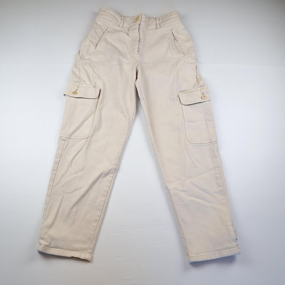 Wilfred Free Pants Womens 10 Beige Cargo Twill Relaxed Stretch Pockets Utility